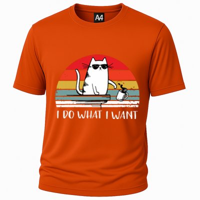 I Do What I Want Funny Black Cat Lovers Cooling Performance Crew T-Shirt