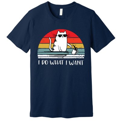 I Do What I Want Funny Black Cat Lovers Premium T-Shirt