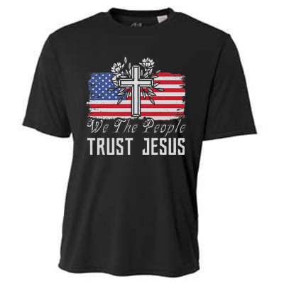 Independence Day We The People Trust Jesus Vintage US Flag Cooling Performance Crew T-Shirt