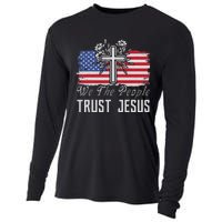 Independence Day We The People Trust Jesus Vintage US Flag Cooling Performance Long Sleeve Crew