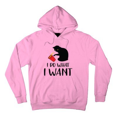 I Do What I Want Funny Black Cat Red Cup Funny My Cat Hoodie