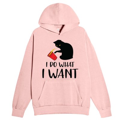 I Do What I Want Funny Black Cat Red Cup Funny My Cat Urban Pullover Hoodie