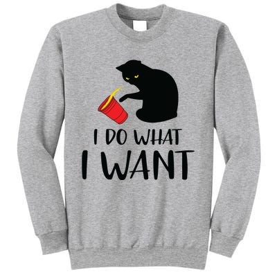 I Do What I Want Funny Black Cat Red Cup Funny My Cat Sweatshirt