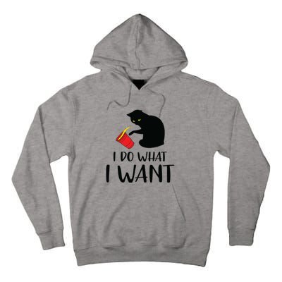 I Do What I Want Funny Black Cat Red Cup Funny My Cat Tall Hoodie