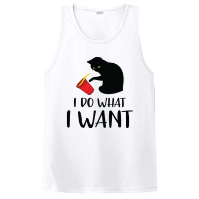 I Do What I Want Funny Black Cat Red Cup Funny My Cat PosiCharge Competitor Tank