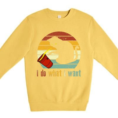 I Do What I Want Cat Coffee Black Cat Red Cup Funny Graphic Premium Crewneck Sweatshirt