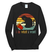 I Do What I Want Cat Coffee Black Cat Red Cup Funny Graphic Tall Long Sleeve T-Shirt