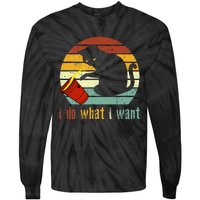 I Do What I Want Cat Coffee Black Cat Red Cup Funny Graphic Tie-Dye Long Sleeve Shirt