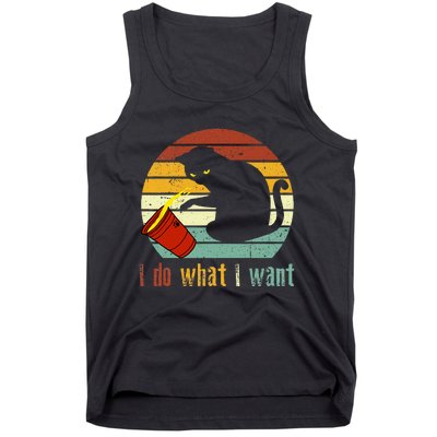 I Do What I Want Cat Coffee Black Cat Red Cup Funny Graphic Tank Top