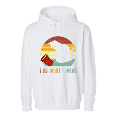 I Do What I Want Cat Coffee Black Cat Red Cup Funny Graphic Garment-Dyed Fleece Hoodie