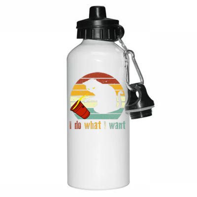 I Do What I Want Cat Coffee Black Cat Red Cup Funny Graphic Aluminum Water Bottle