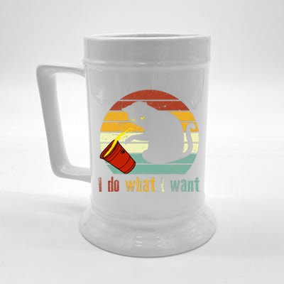 I Do What I Want Cat Coffee Black Cat Red Cup Funny Graphic Beer Stein