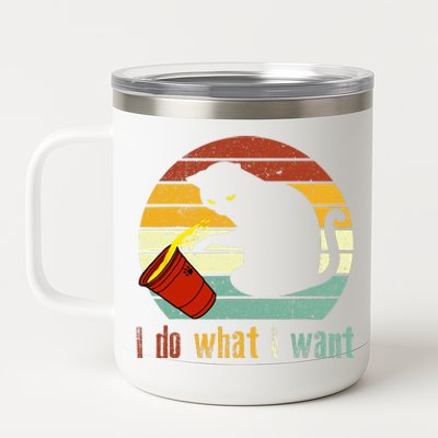 I Do What I Want Cat Coffee Black Cat Red Cup Funny Graphic 12 oz Stainless Steel Tumbler Cup