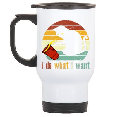 I Do What I Want Cat Coffee Black Cat Red Cup Funny Graphic Stainless Steel Travel Mug