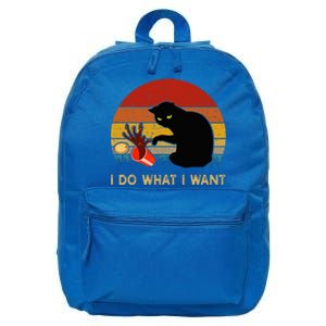 I Do What I Want Funny Black Cat Gifts 16 in Basic Backpack