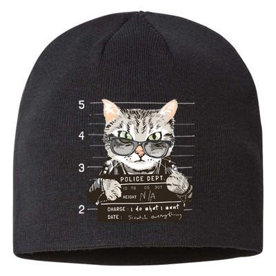 I Do What I Want Funny Cat Scratched Everything Sustainable Beanie