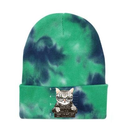 I Do What I Want Funny Cat Scratched Everything Tie Dye 12in Knit Beanie