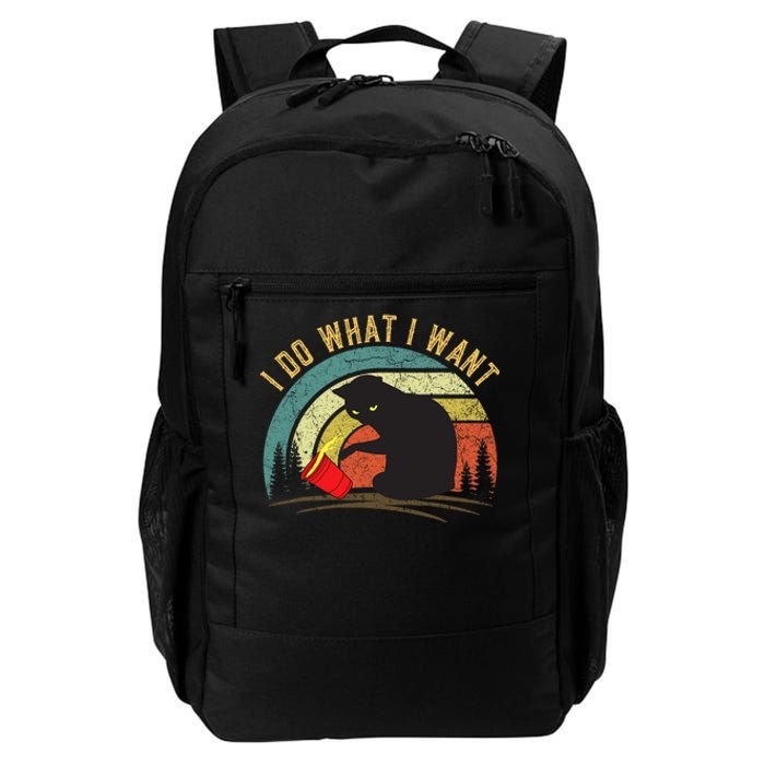 I Do What I Want Cat Coffee Black Cat Red Cup Funny Graphic Daily Commute Backpack