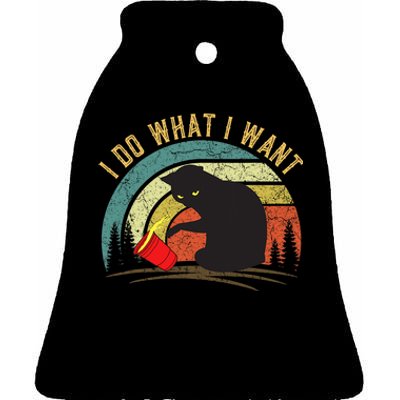 I Do What I Want Cat Coffee Black Cat Red Cup Funny Graphic Ceramic Bell Ornament