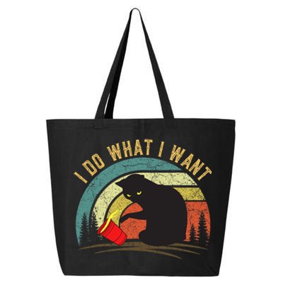 I Do What I Want Cat Coffee Black Cat Red Cup Funny Graphic 25L Jumbo Tote