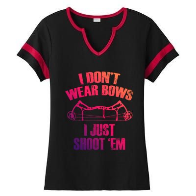 I Dont Wear Bows I Just Shoot Them Deer Hunting Funny Gift Ladies Halftime Notch Neck Tee