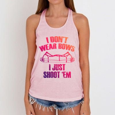 I Dont Wear Bows I Just Shoot Them Deer Hunting Funny Gift Women's Knotted Racerback Tank