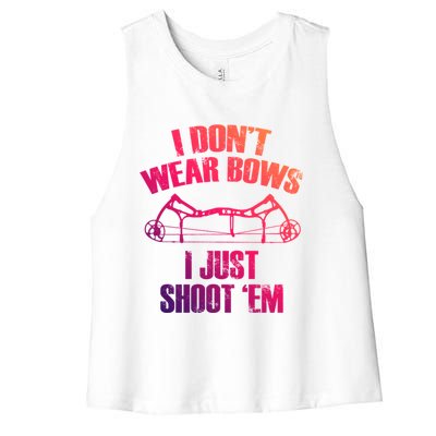 I Dont Wear Bows I Just Shoot Them Deer Hunting Funny Gift Women's Racerback Cropped Tank