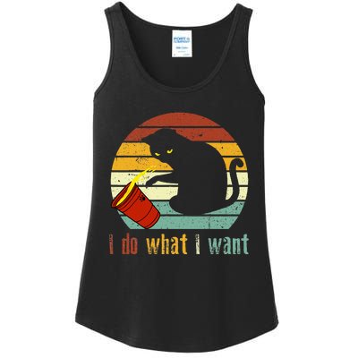 I Do What I Want Cat Coffee Black Cat Red Cup Funny Graphic Ladies Essential Tank