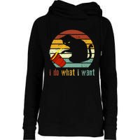 I Do What I Want Cat Coffee Black Cat Red Cup Funny Graphic Womens Funnel Neck Pullover Hood