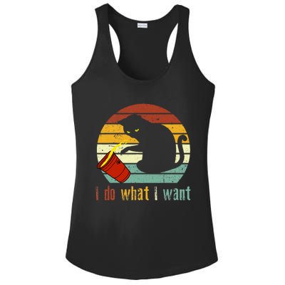 I Do What I Want Cat Coffee Black Cat Red Cup Funny Graphic Ladies PosiCharge Competitor Racerback Tank