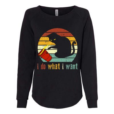 I Do What I Want Cat Coffee Black Cat Red Cup Funny Graphic Womens California Wash Sweatshirt