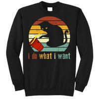 I Do What I Want Cat Coffee Black Cat Red Cup Funny Graphic Tall Sweatshirt