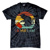 I Do What I Want Cat Coffee Black Cat Red Cup Funny Graphic Tie-Dye T-Shirt