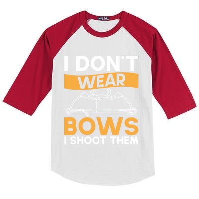 I Dont Wear Bows I Shoot Them Archer Bowhunter Gift Kids Colorblock Raglan Jersey