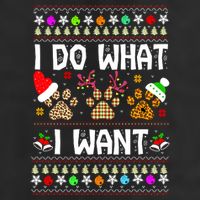 I Do What I Want Funny Dog Paws Ugly Christmas Sweater 7 Panel Mesh Trucker Snapback Hat
