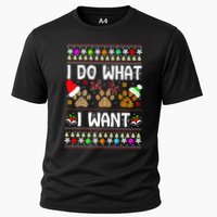 I Do What I Want Funny Dog Paws Ugly Christmas Sweater Performance Shirt
