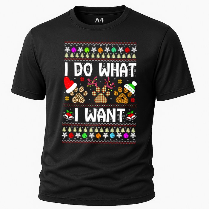 I Do What I Want Funny Dog Paws Ugly Christmas Sweater Performance Shirt