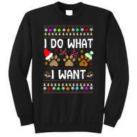 I Do What I Want Funny Dog Paws Ugly Christmas Sweater Sweatshirt