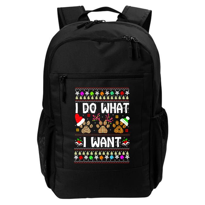 I Do What I Want Funny Dog Paws Ugly Christmas Sweater Backpack