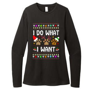 I Do What I Want Funny Dog Paws Ugly Christmas Sweater Womens CVC Long Sleeve Shirt