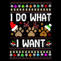 I Do What I Want Funny Dog Paws Ugly Christmas Sweater Flatbill Hat