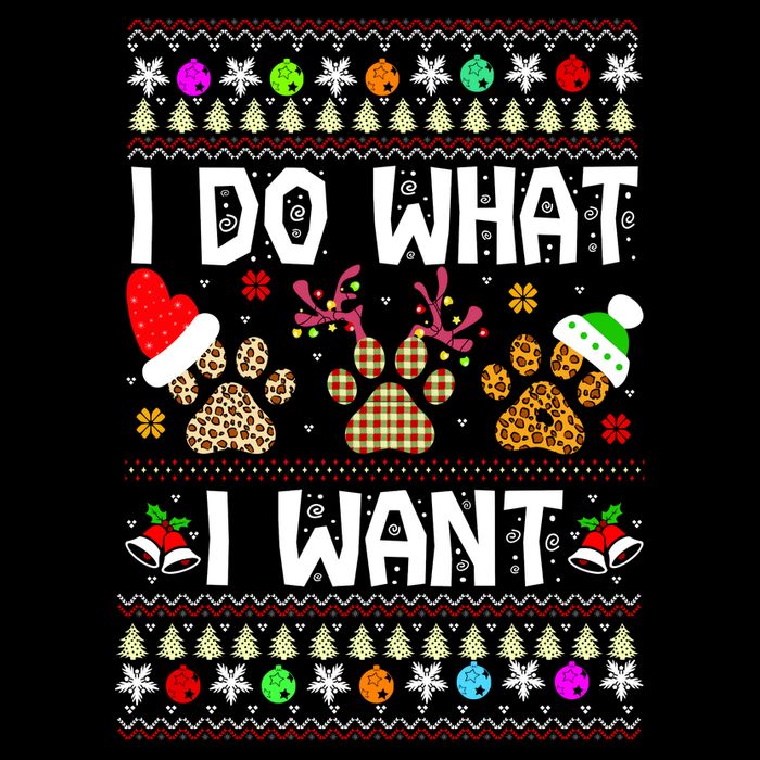 I Do What I Want Funny Dog Paws Ugly Christmas Sweater Flatbill Hat