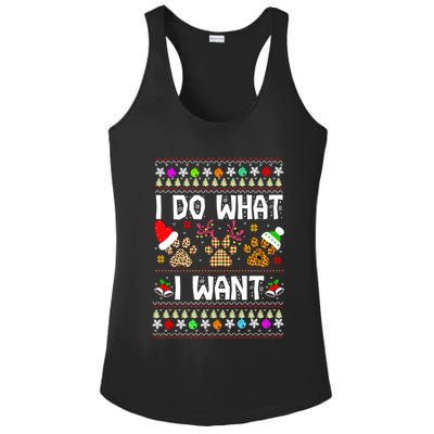 I Do What I Want Funny Dog Paws Ugly Christmas Sweater Ladies PosiCharge Competitor Racerback Tank