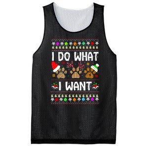 I Do What I Want Funny Dog Paws Ugly Christmas Sweater Mesh Reversible Basketball Jersey Tank