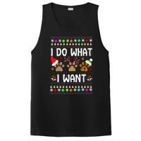 I Do What I Want Funny Dog Paws Ugly Christmas Sweater PosiCharge Competitor Tank