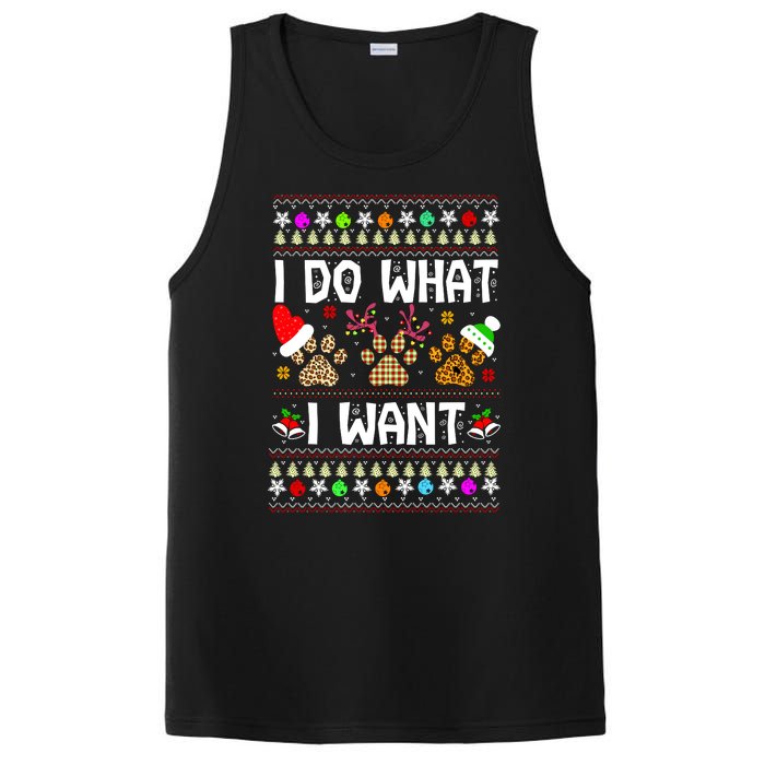 I Do What I Want Funny Dog Paws Ugly Christmas Sweater PosiCharge Competitor Tank