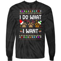 I Do What I Want Funny Dog Paws Ugly Christmas Sweater Tie-Dye Long Sleeve Shirt