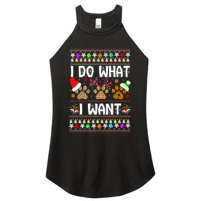 I Do What I Want Funny Dog Paws Ugly Christmas Sweater Women's Perfect Tri Rocker Tank
