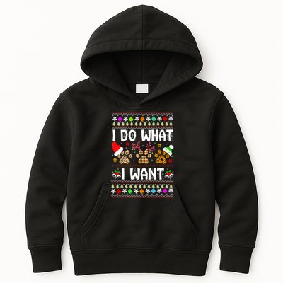 I Do What I Want Funny Dog Paws Ugly Christmas Sweater Kids Hoodie