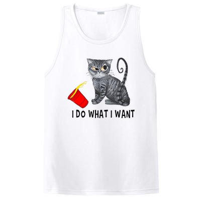 I Do What I Want Cat Coffee Black Cat Red Cup Funny Graphic PosiCharge Competitor Tank